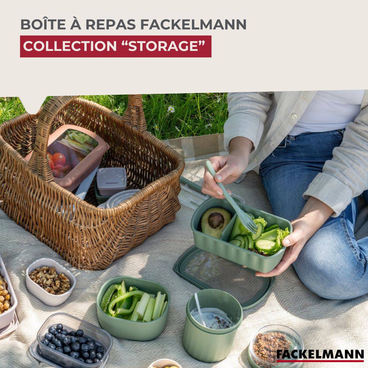Lunchbox Beige à compartiment réglable 1 litre sans BPA Fackelmann Storage - Image 2