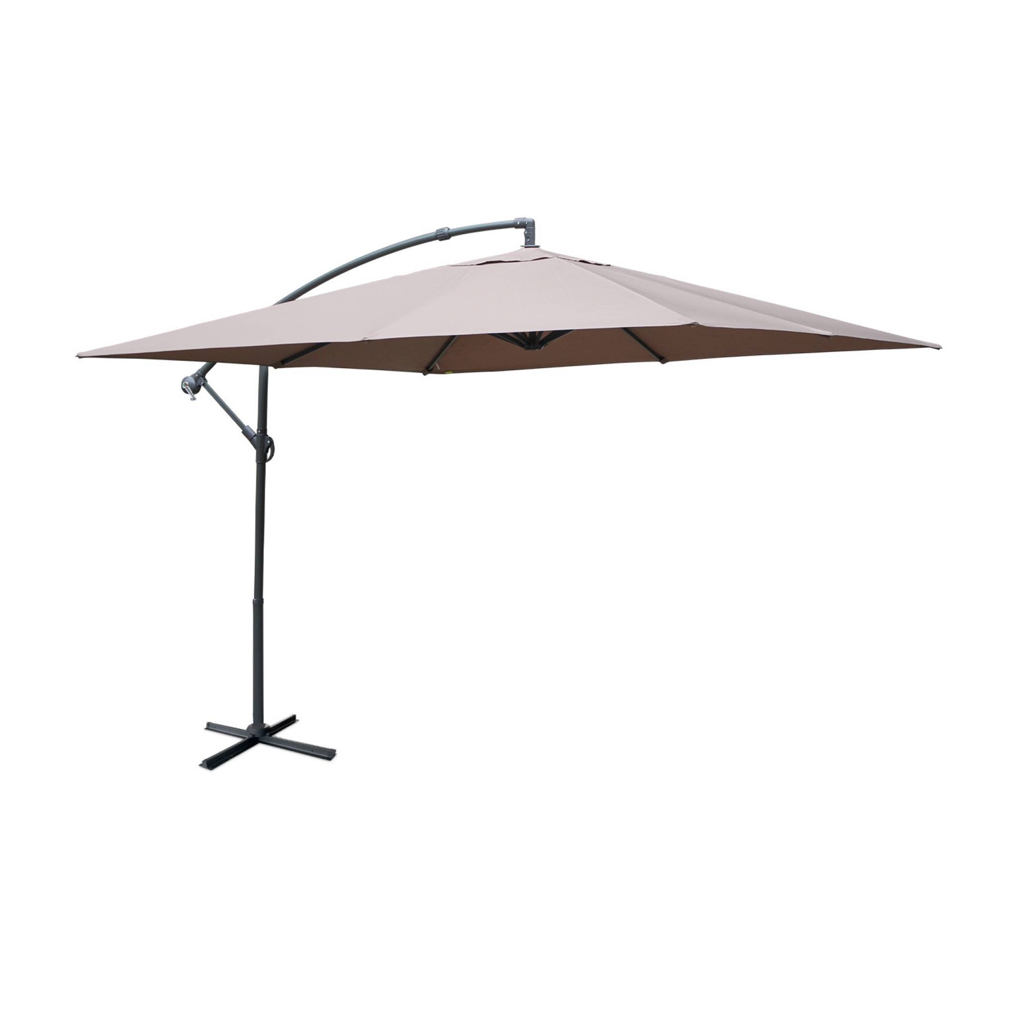 Parasol déporté carré 3x3m - Hardelot 3x3m - Taupe - Manivelle anti-retour | Toile déperlante | Facile à utiliser | sweeek - Image 2