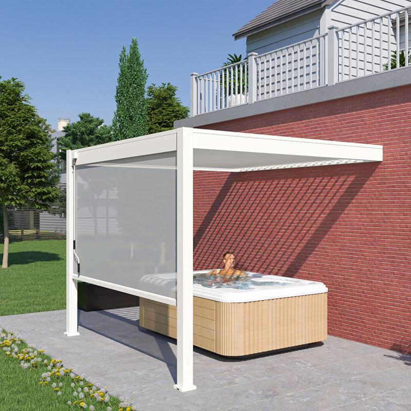 Ombrea - Pergola bioclimatique Ombréa adossée VS 3x3M Blanc + 1 store - Image 2