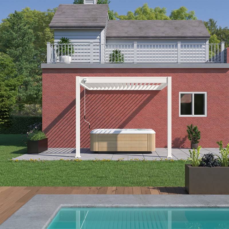 Ombrea - Pergola bioclimatique Ombréa adossée VS 3x3M Blanc + 1 store - Image 1