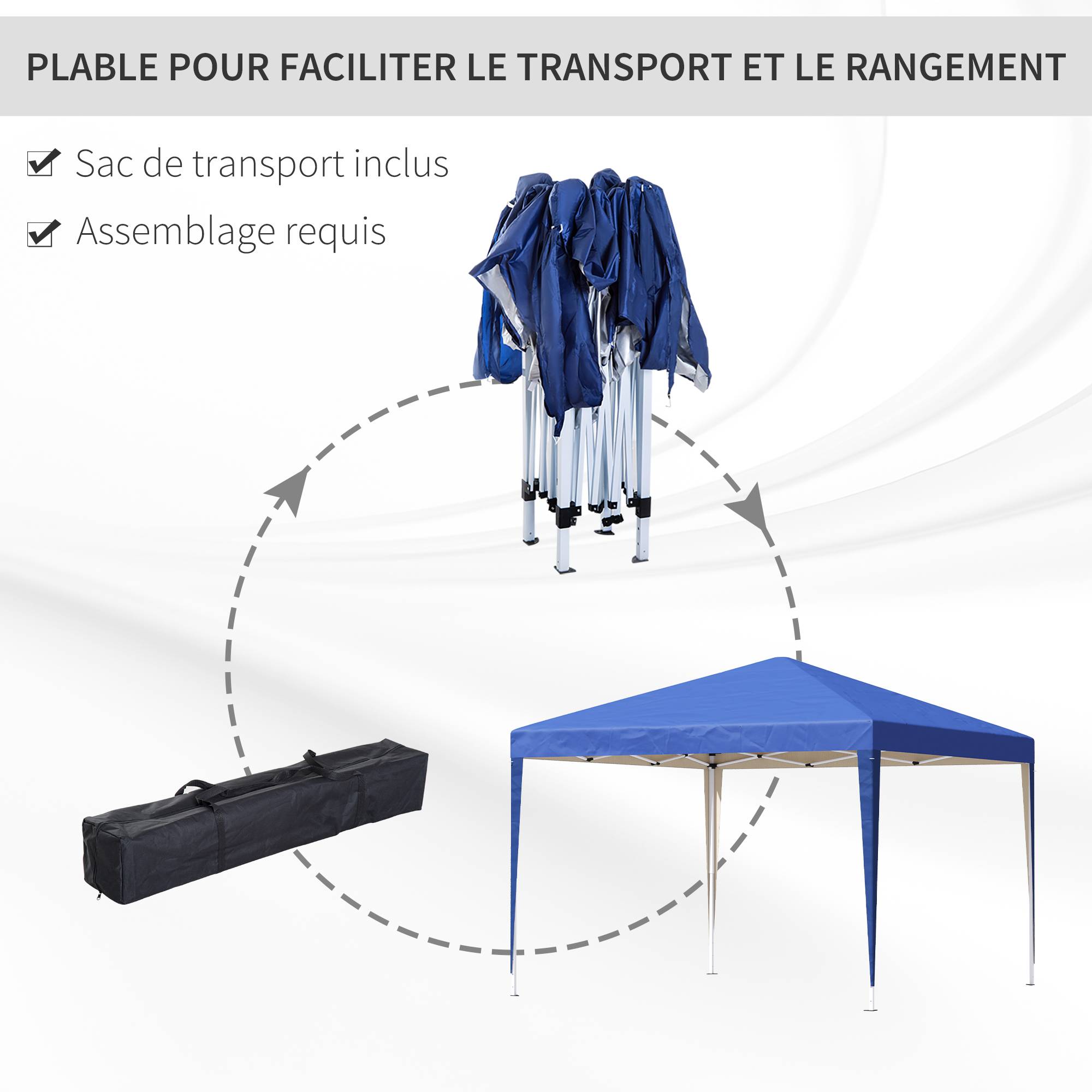 Tonnelle pliante acier jardin extérieur protection UV 3x3m bleu - ComfortXL Outdoor Living - Image 7