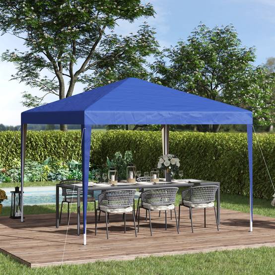 Tonnelle pliante acier jardin extérieur protection UV 3x3m bleu - ComfortXL Outdoor Living - Image 3