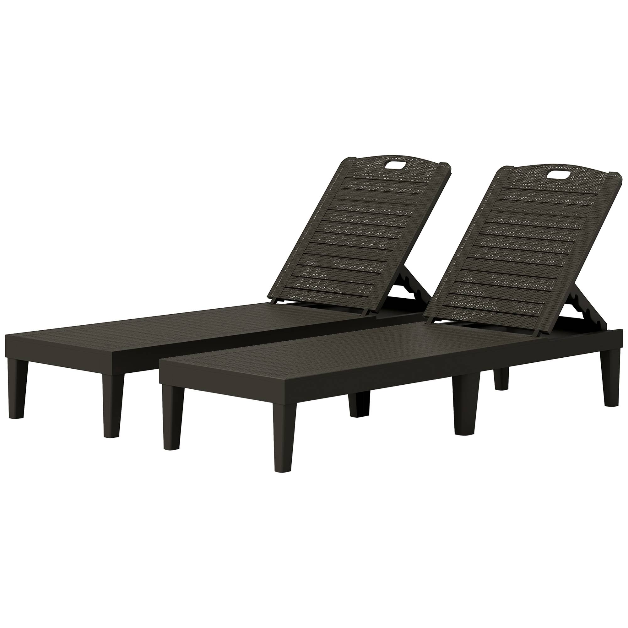 Lot de 2 transats polypropylène aspect rotin pour jardin réglable 187cm noir - ComfortXL Outdoor Living - Image 2
