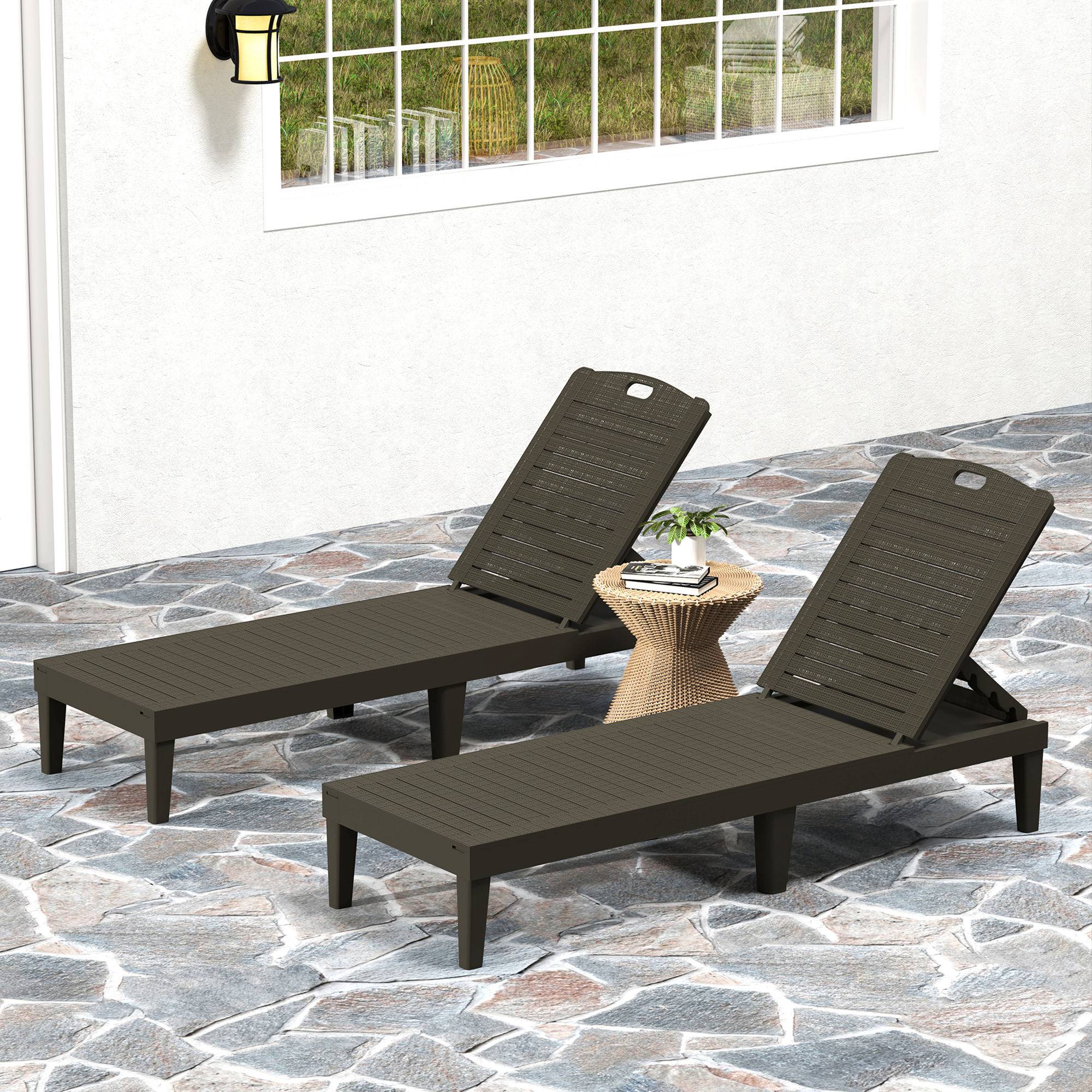 Lot de 2 transats polypropylène aspect rotin pour jardin réglable 187cm noir - ComfortXL Outdoor Living - Image 10