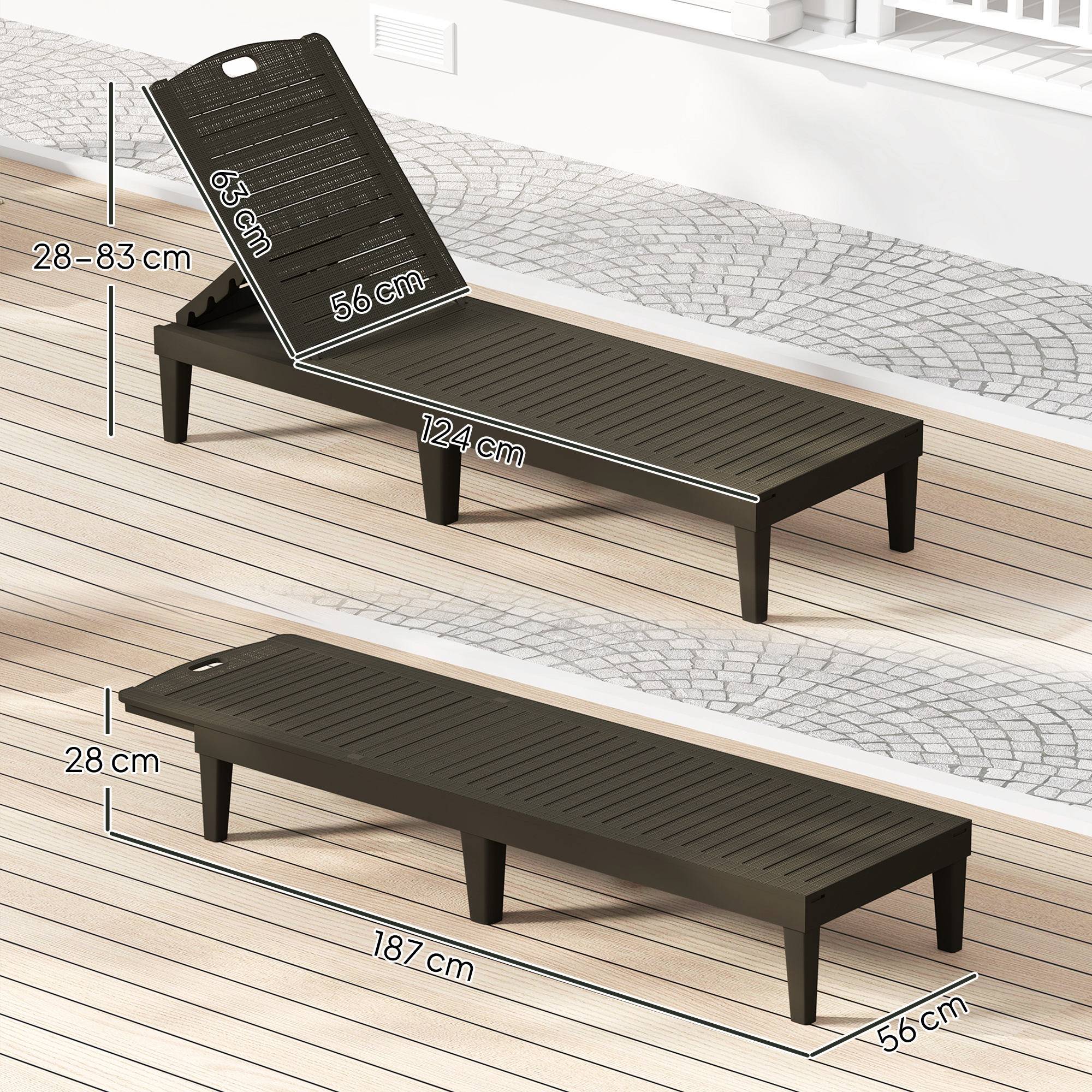 Lot de 2 transats polypropylène aspect rotin pour jardin réglable 187cm noir - ComfortXL Outdoor Living - Image 5