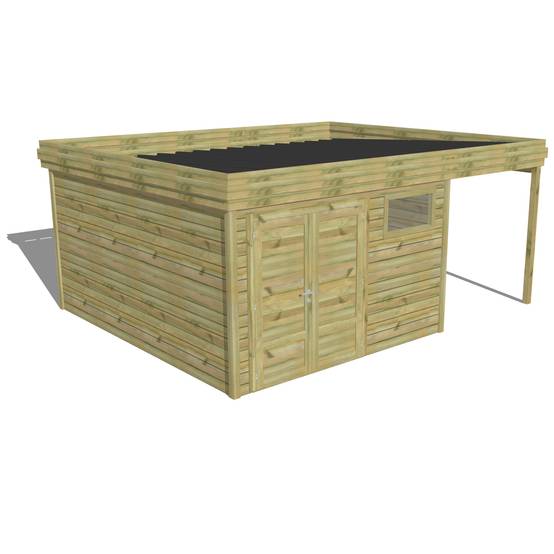 ABRI DE JARDIN bois autoclave 27mm - 5,44x4,34m / 24m2 - Bac acier - Abri Français - Image 1