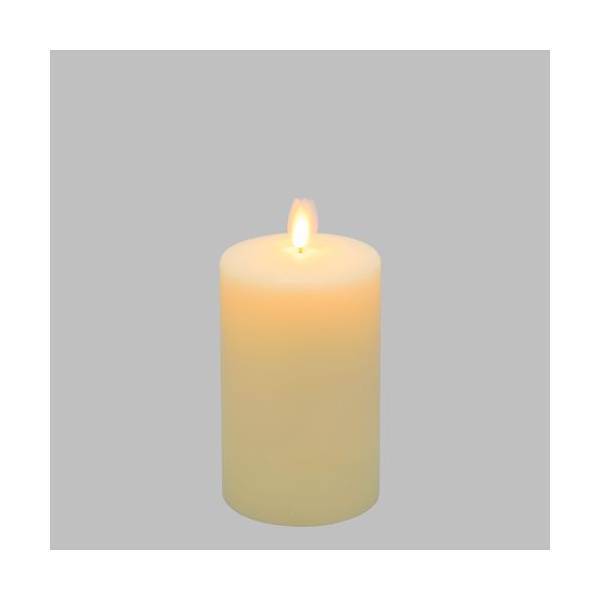 Bougie lumineuse LED cylindrique en cire ivoire flamme vacillante piles 12,5cm Timer blanc chaud Lotti - Image 4