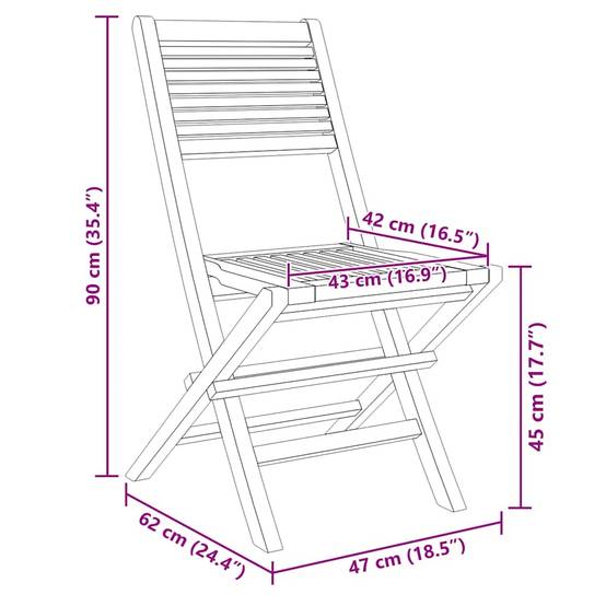 Chaises de jardin pliantes lot de 4 bois de teck naturel 47 x 62 x 90 cm - PANGIVO - Image 5