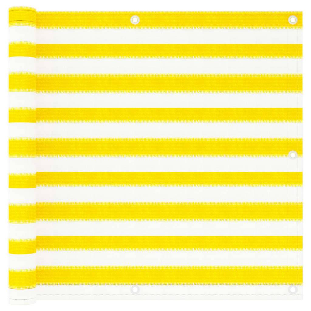 Helloshop26 - Écran de balcon brise pare vue protection confidentialité 90 x 300 cm PEHD jaune et blanc - Image 1
