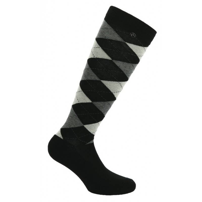 Chaussettes Equithème Argyle - Taille 35/38 - Noir/Ecru