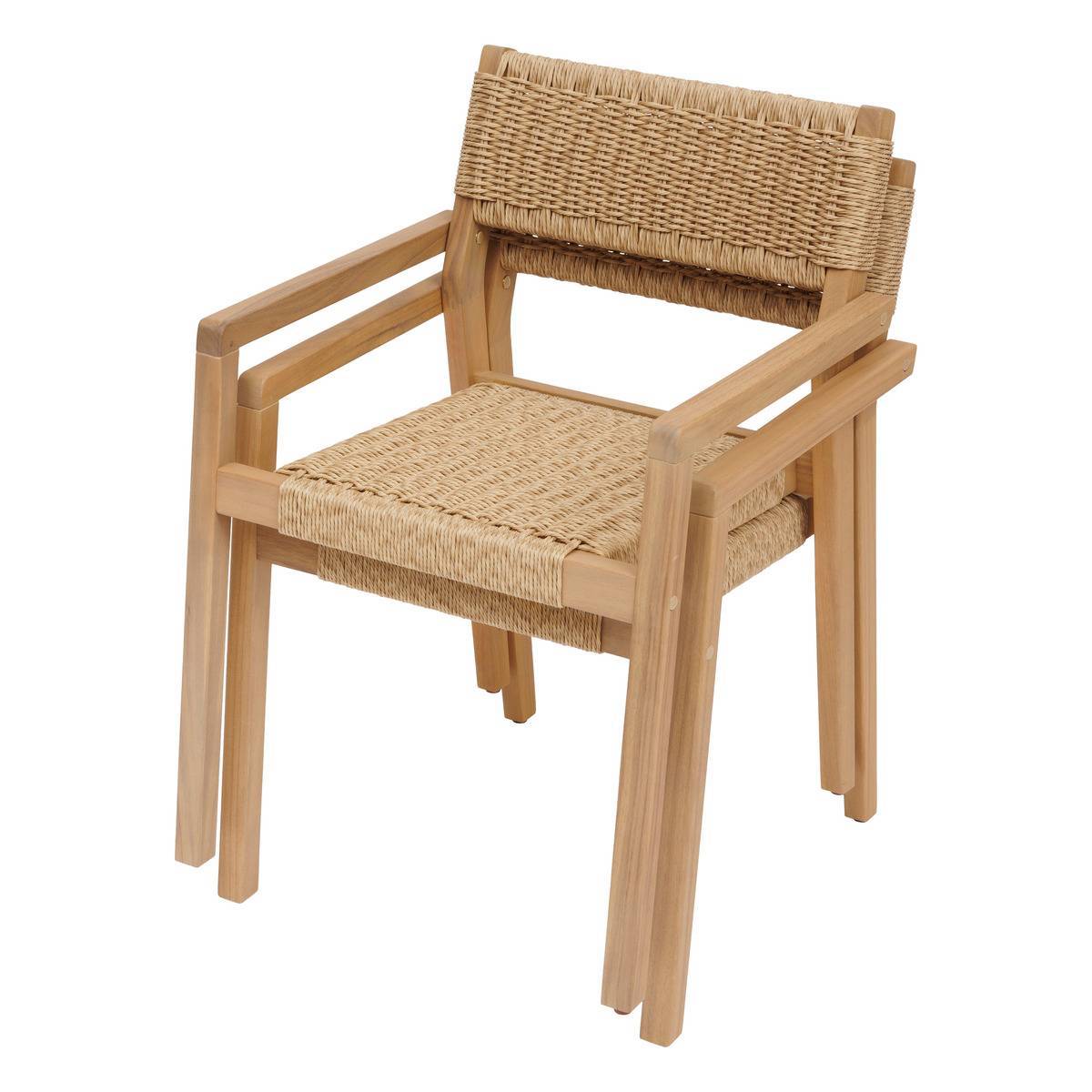 Hesperide - Lot de 2 fauteuils de salon de jardin "Temeira" acacia et texaline Hespéride - Image 3