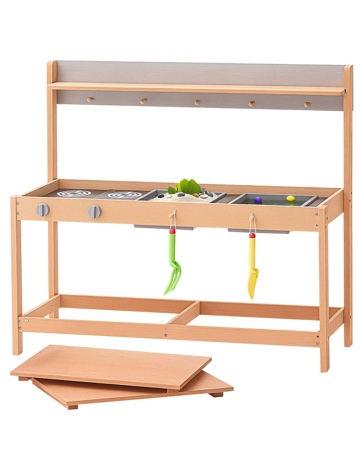 Vevor - VEVOR Cuisine de boue en bois de cèdre 1000 mm, jeu extérieur avec 2 éviers amovibles, cuisinière factice et accessoires, pour tout-petits. - Image 1