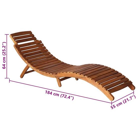 Chaise longue | Transat | Bain de soleil de jardin avec table et coussin Bois d'acacia - Image 8