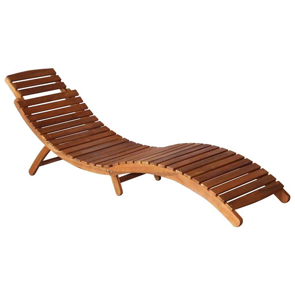 Chaise longue | Transat | Bain de soleil de jardin avec table et coussin Bois d'acacia - Image 3