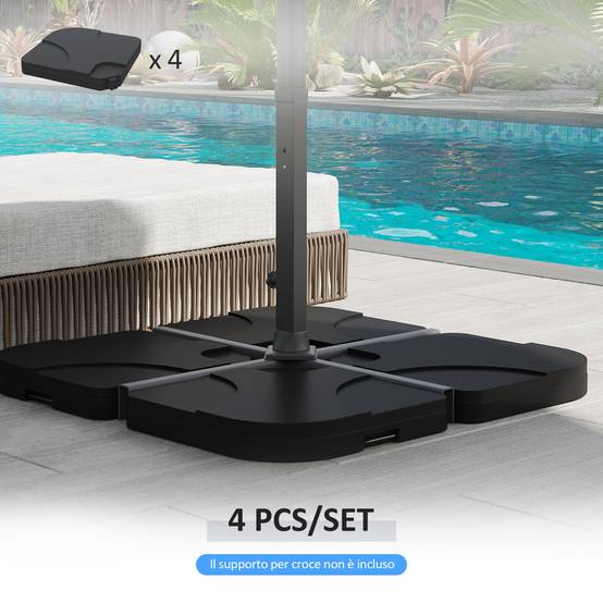 Set de 4 bases de parasol de jardin en plastique 50 × 50 × 7,5 cm - Image 6