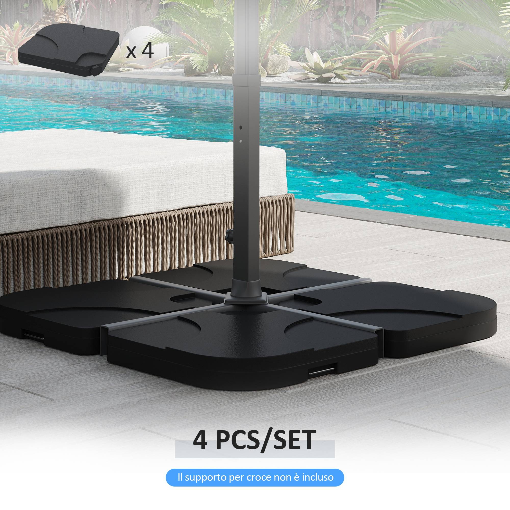 Set de 4 bases de parasol de jardin en plastique 50 × 50 × 7,5 cm - Image 6