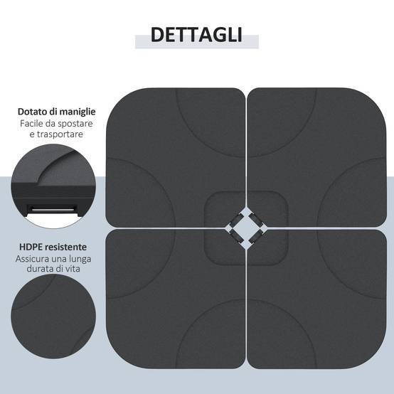 Set de 4 bases de parasol de jardin en plastique 50 × 50 × 7,5 cm - Image 8