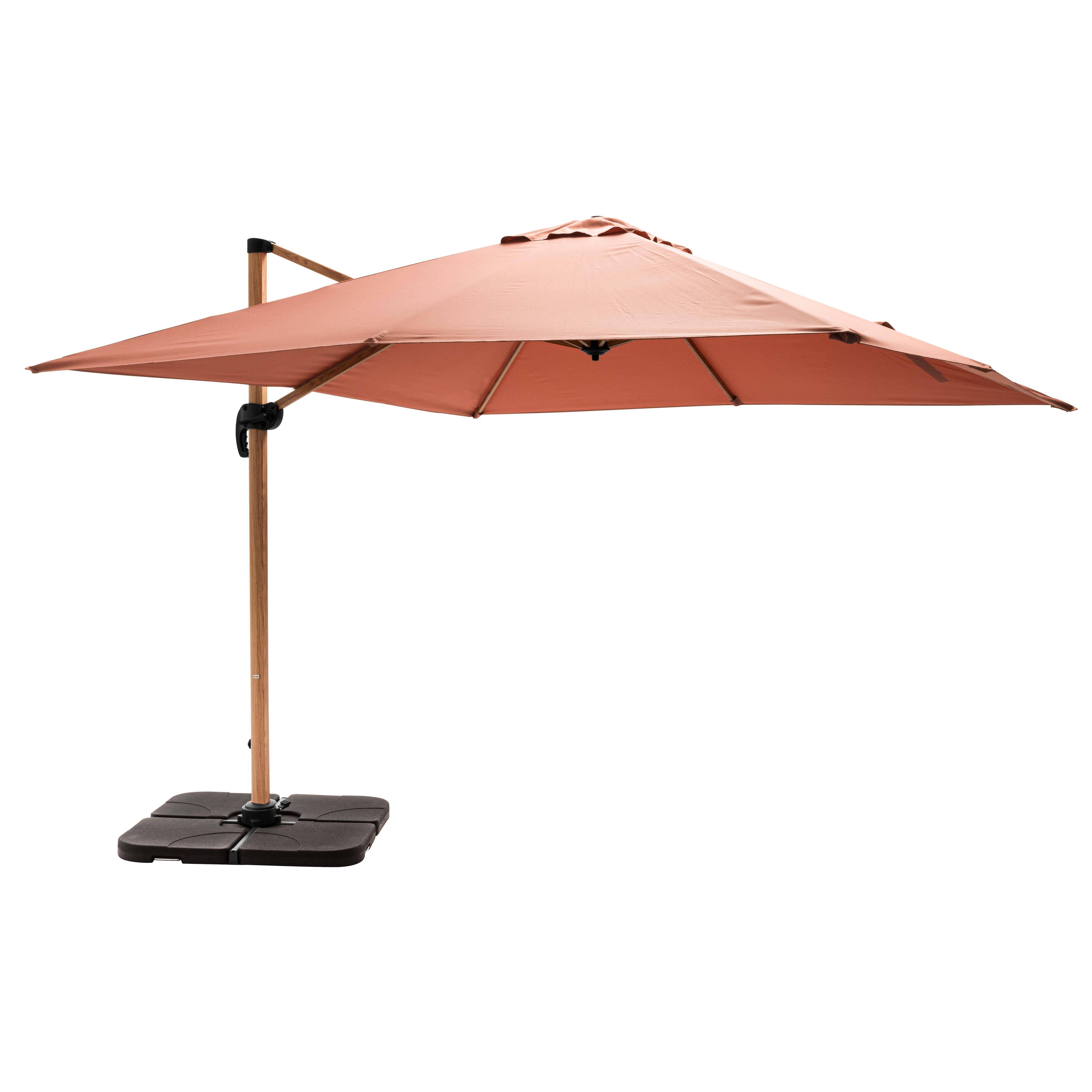 Oviala - Parasol déporté 3x3m et 4 dalles à remplir effet bois argile Brescia - Oviala - Image 1