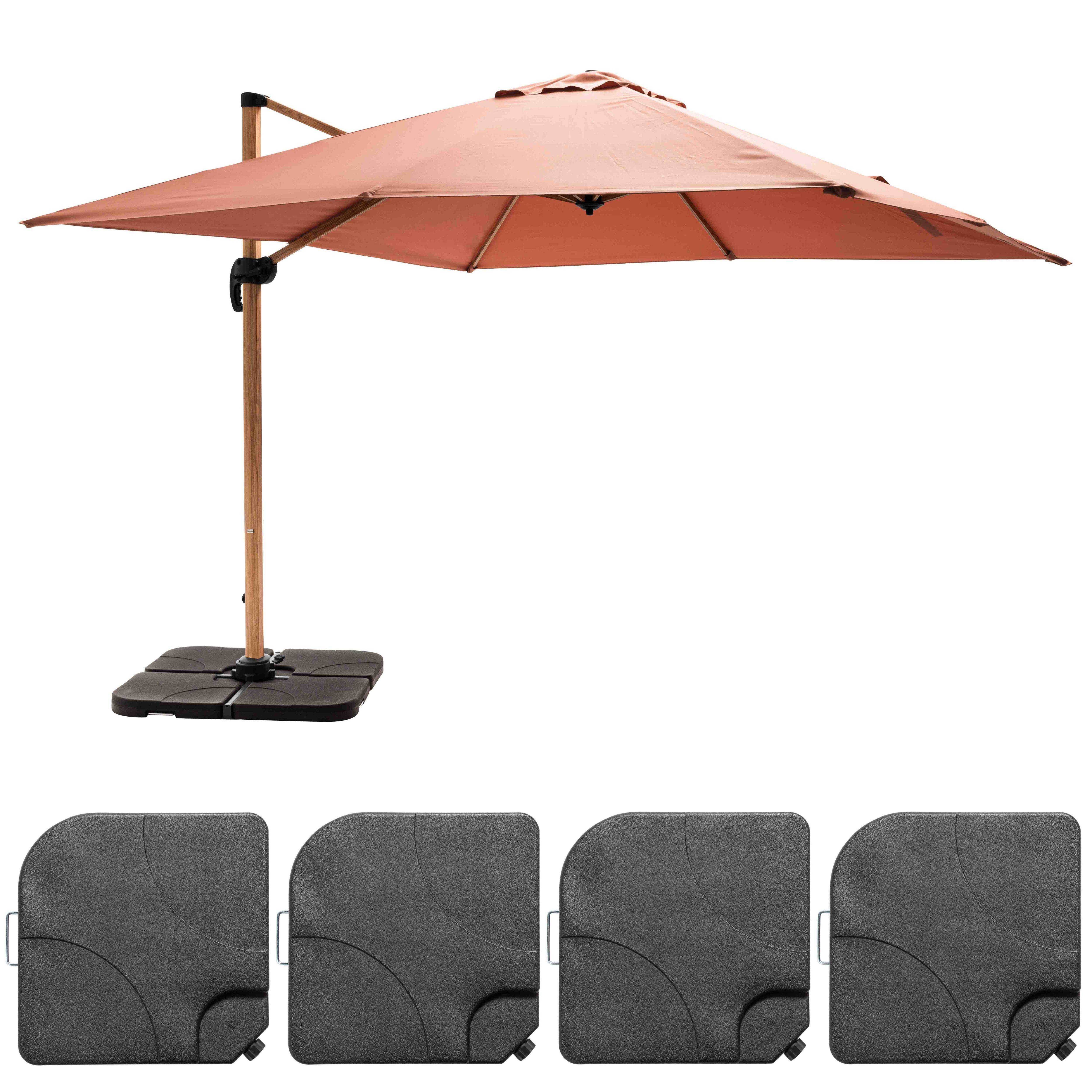 Oviala - Parasol déporté 3x3m et 4 dalles à remplir effet bois argile Brescia - Oviala - Image 3