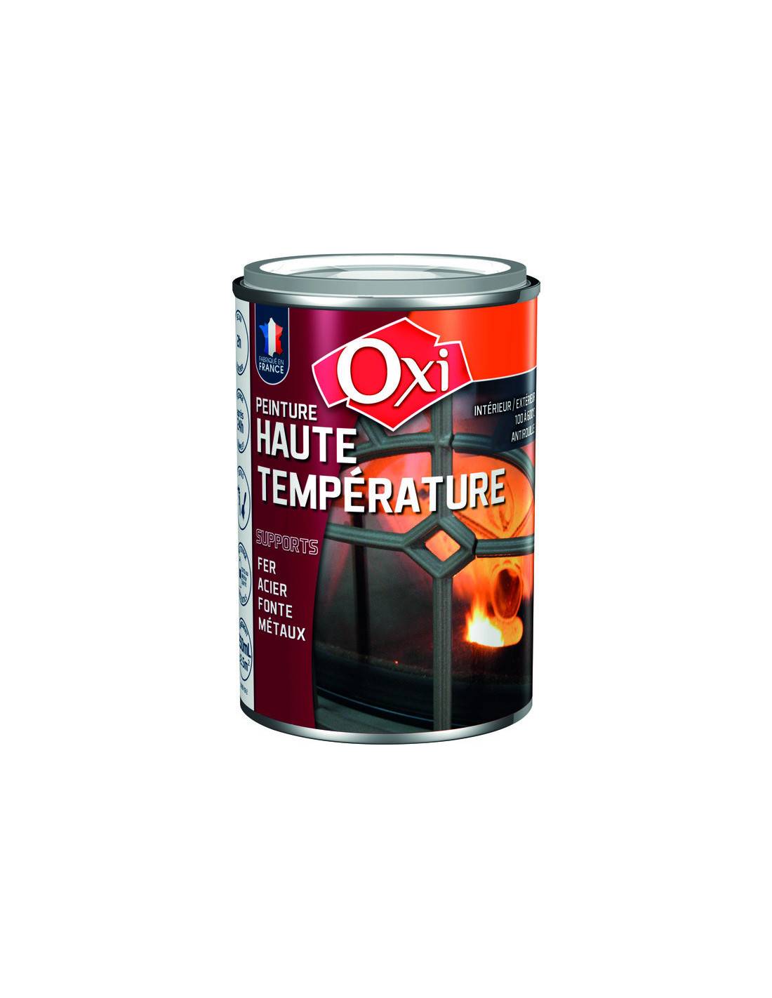 Oxi - Peinture Oxi Haute Température Gris Métal Résistance Extrême à La Chaleur Pour Métaux 125ml - Oxi