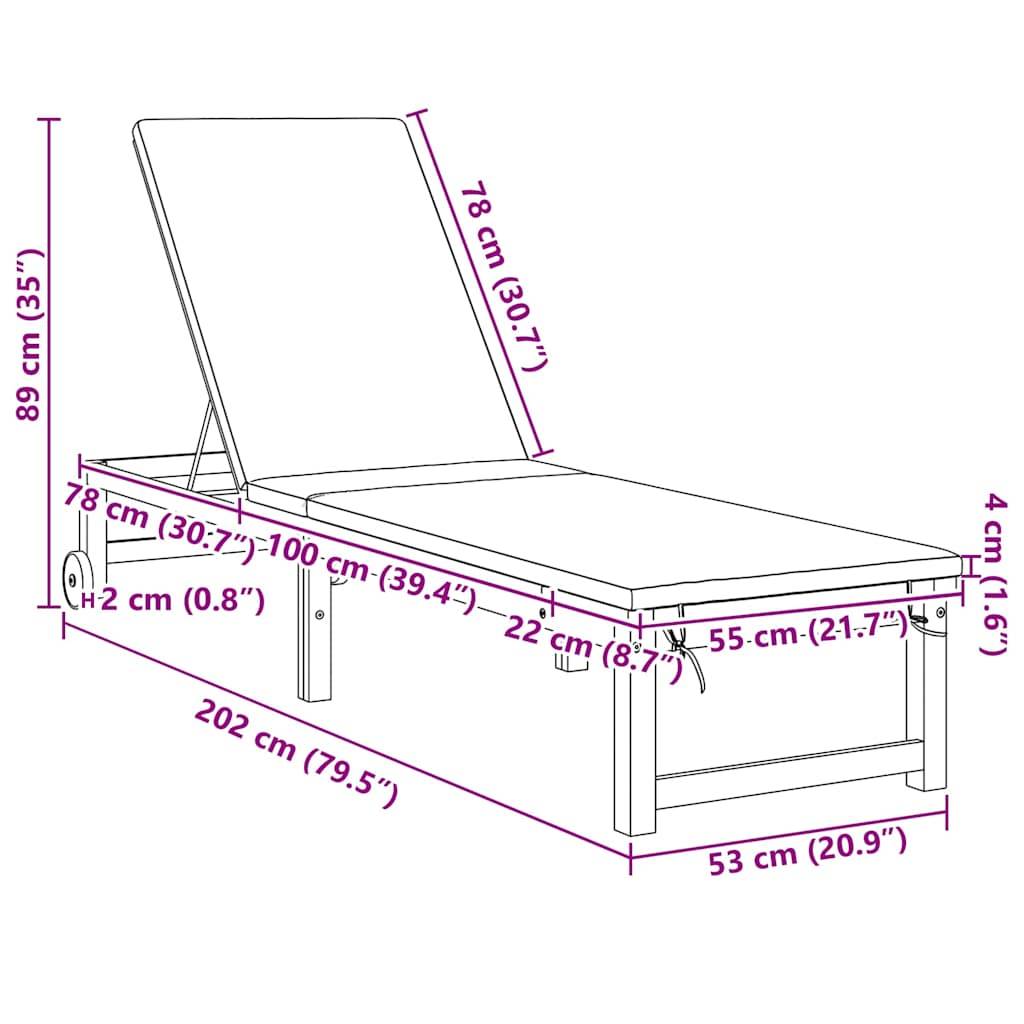 Transat | Bain de soleil | Chaise longue Marron 202 x 53 x 89 cm Bois d'Acacia Massif - Image 8