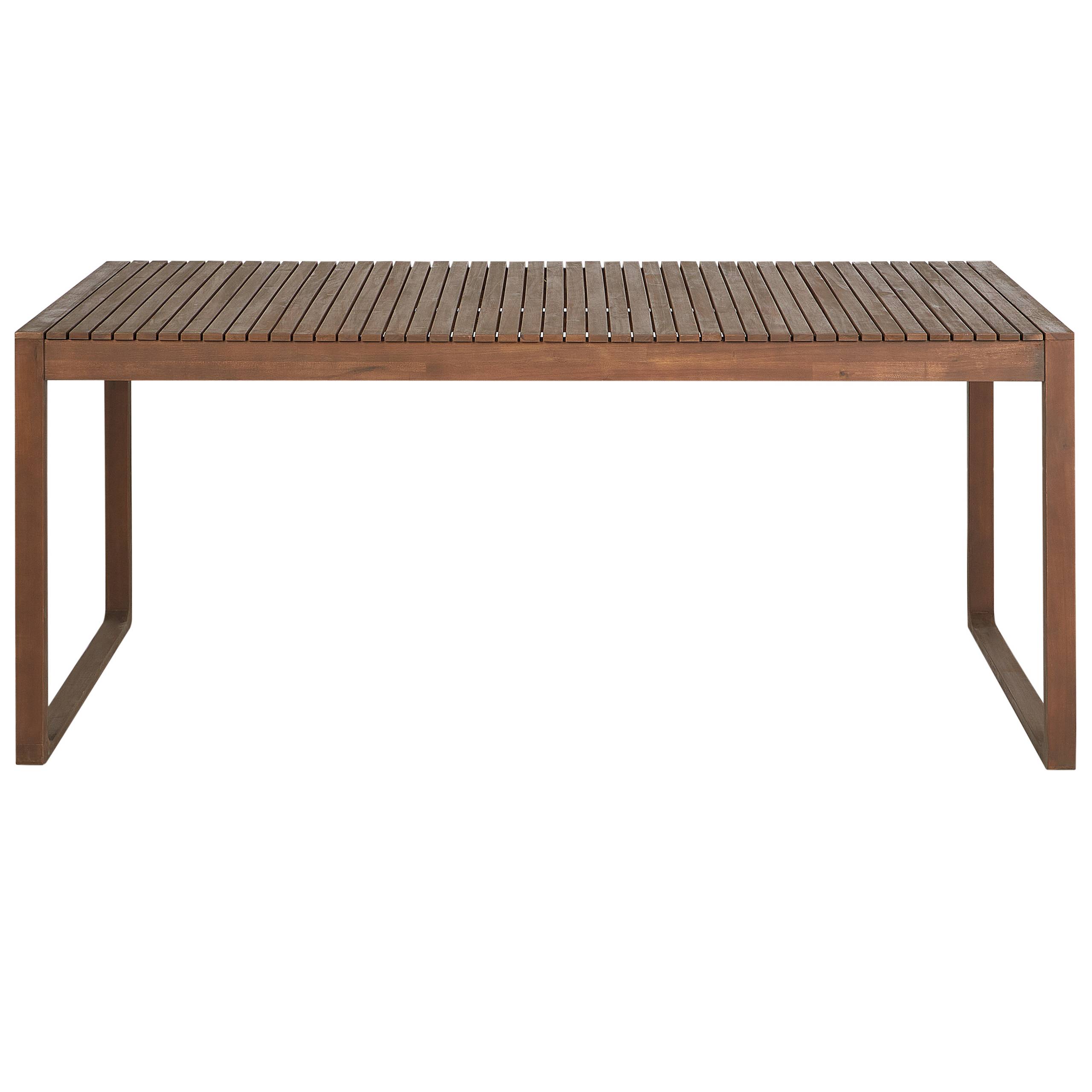 Beliani - Ensemble de Salle à Manger Extérieur Table en Bois d'Acacia Foncé 8 Chaises et Coussins Rayés Bleu Marine Blanc Jardin Rustique - Image 5