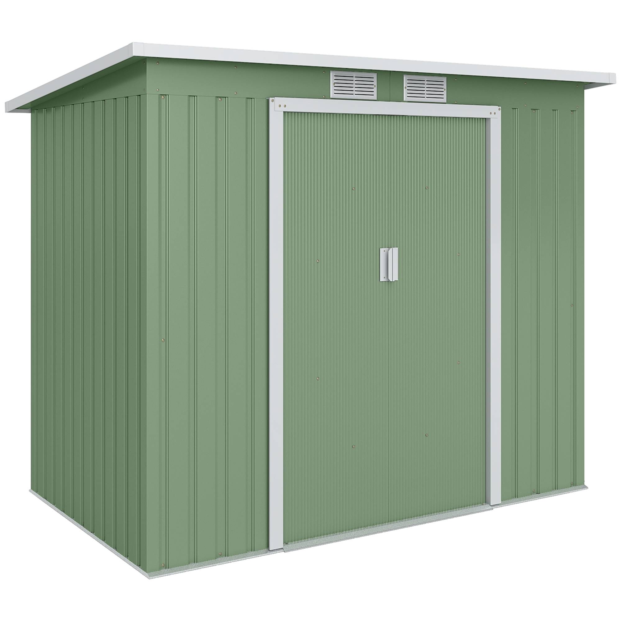 Abri de jardin 213 x 130 x 172 cm, en métal, vert olive, idéal pour ranger vos outils d'extérieur. - Image 1