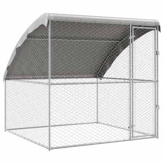 Chenil pour chien acier galvanisé argenté 200 x 200 x 200 cm, Poids:26.8kg - PANGIVO - Image 2