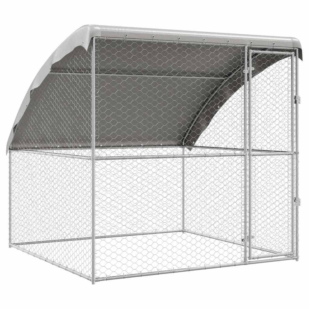 Chenil pour chien acier galvanisé argenté 200 x 200 x 200 cm, Poids:26.8kg - PANGIVO - Image 2