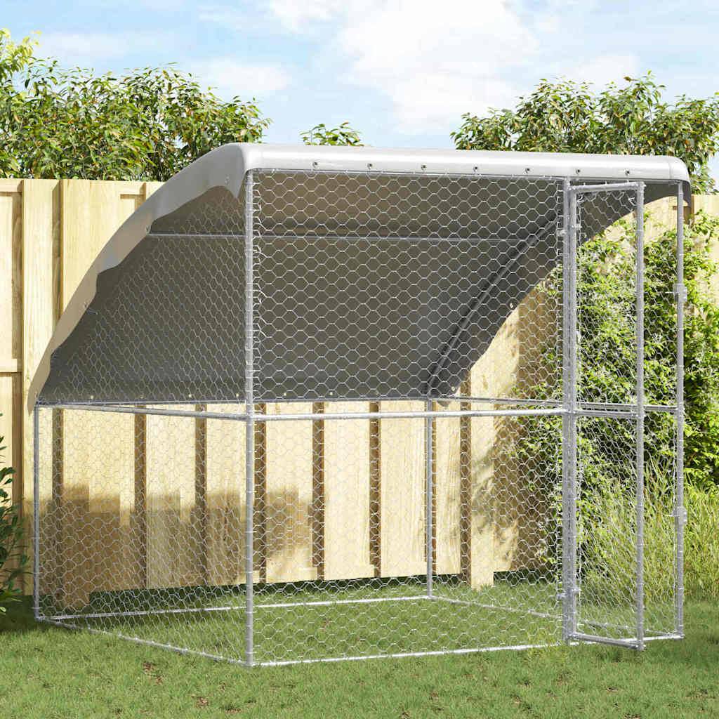Chenil pour chien acier galvanisé argenté 200 x 200 x 200 cm, Poids:26.8kg - PANGIVO - Image 3