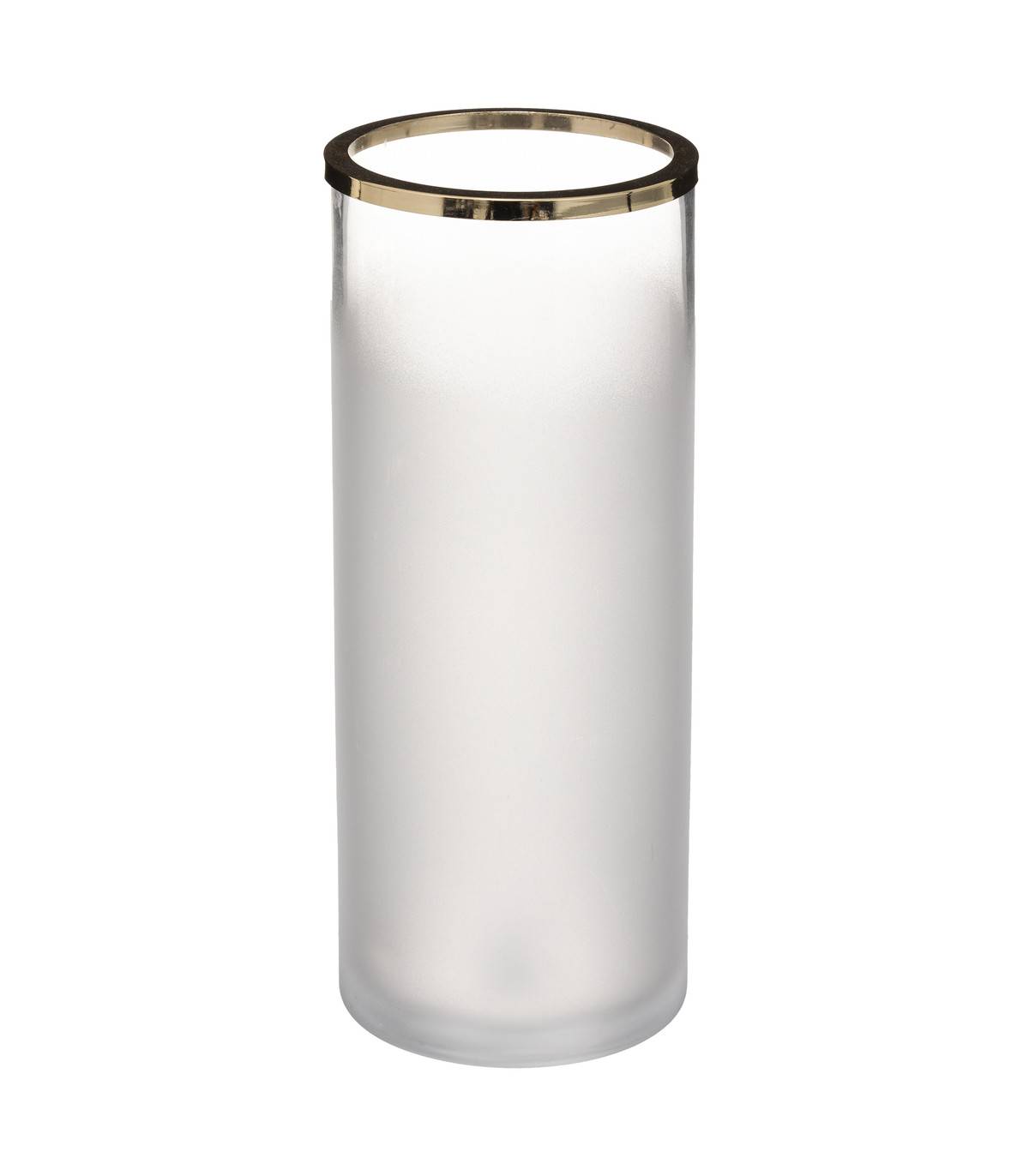 Vase en Verre Givré transparent et Doré D 10 x H 25 cm