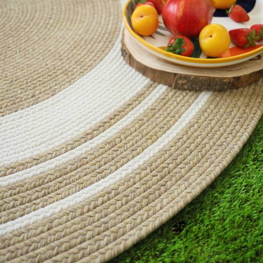 Decoweb - Tapis rond imitation fibres naturelles extérieur et intérieur - Provence - Aspect jute - Ø 150 cm - Decoweb - Image 4