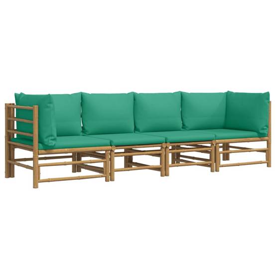 ComfortXL - Ensemble Canapé Jardin Bambou 4 pcs Coussins Vert Modulaire – ComfortXL Outdoor Living - Image 3