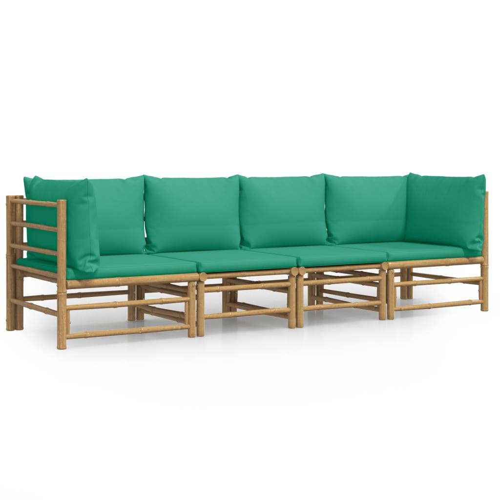 ComfortXL - Ensemble Canapé Jardin Bambou 4 pcs Coussins Vert Modulaire – ComfortXL Outdoor Living - Image 2