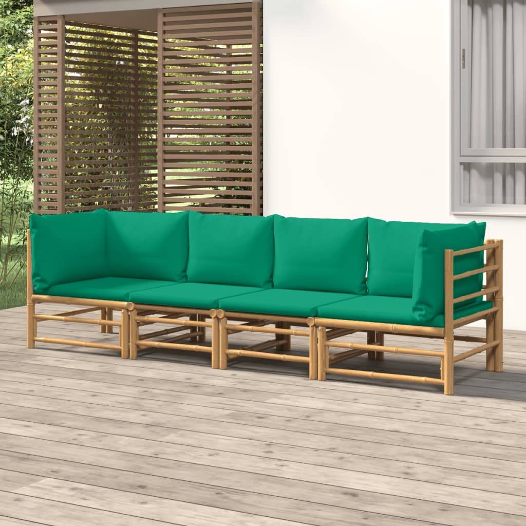 ComfortXL - Ensemble Canapé Jardin Bambou 4 pcs Coussins Vert Modulaire – ComfortXL Outdoor Living - Image 1