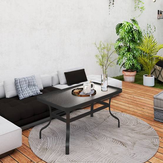 PANGIVO - Table basse de jardin métal et verre trempé noir 95 x 55 x 46 cm - PANGIVO - Image 10