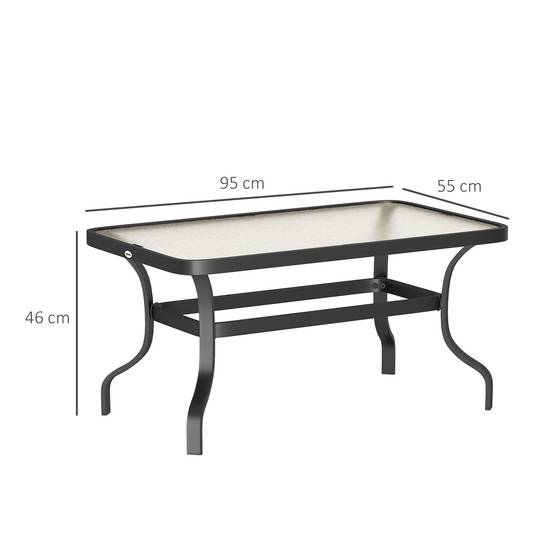 PANGIVO - Table basse de jardin métal et verre trempé noir 95 x 55 x 46 cm - PANGIVO - Image 5
