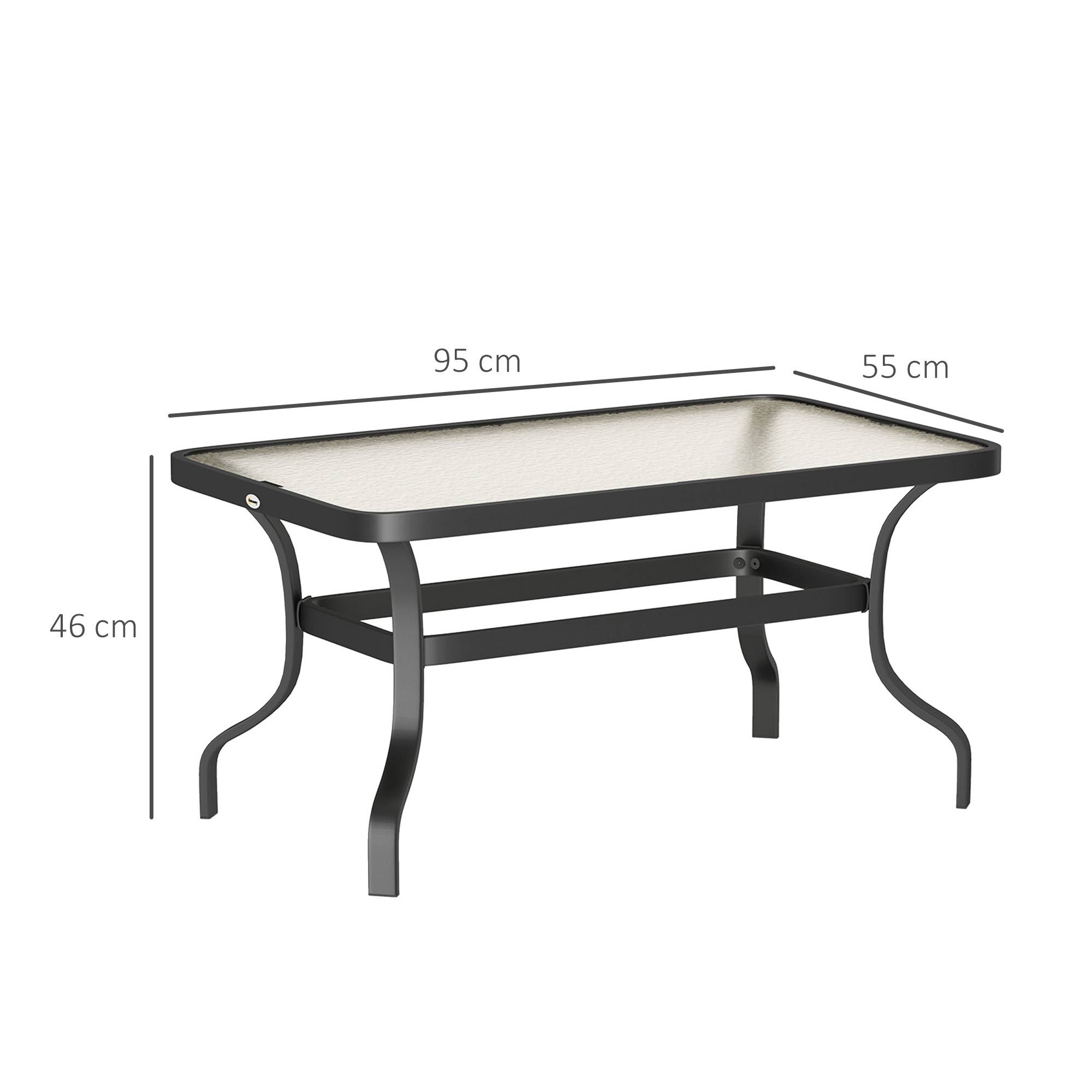 PANGIVO - Table basse de jardin métal et verre trempé noir 95 x 55 x 46 cm - PANGIVO - Image 5