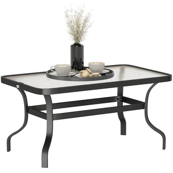 PANGIVO - Table basse de jardin métal et verre trempé noir 95 x 55 x 46 cm - PANGIVO - Image 1