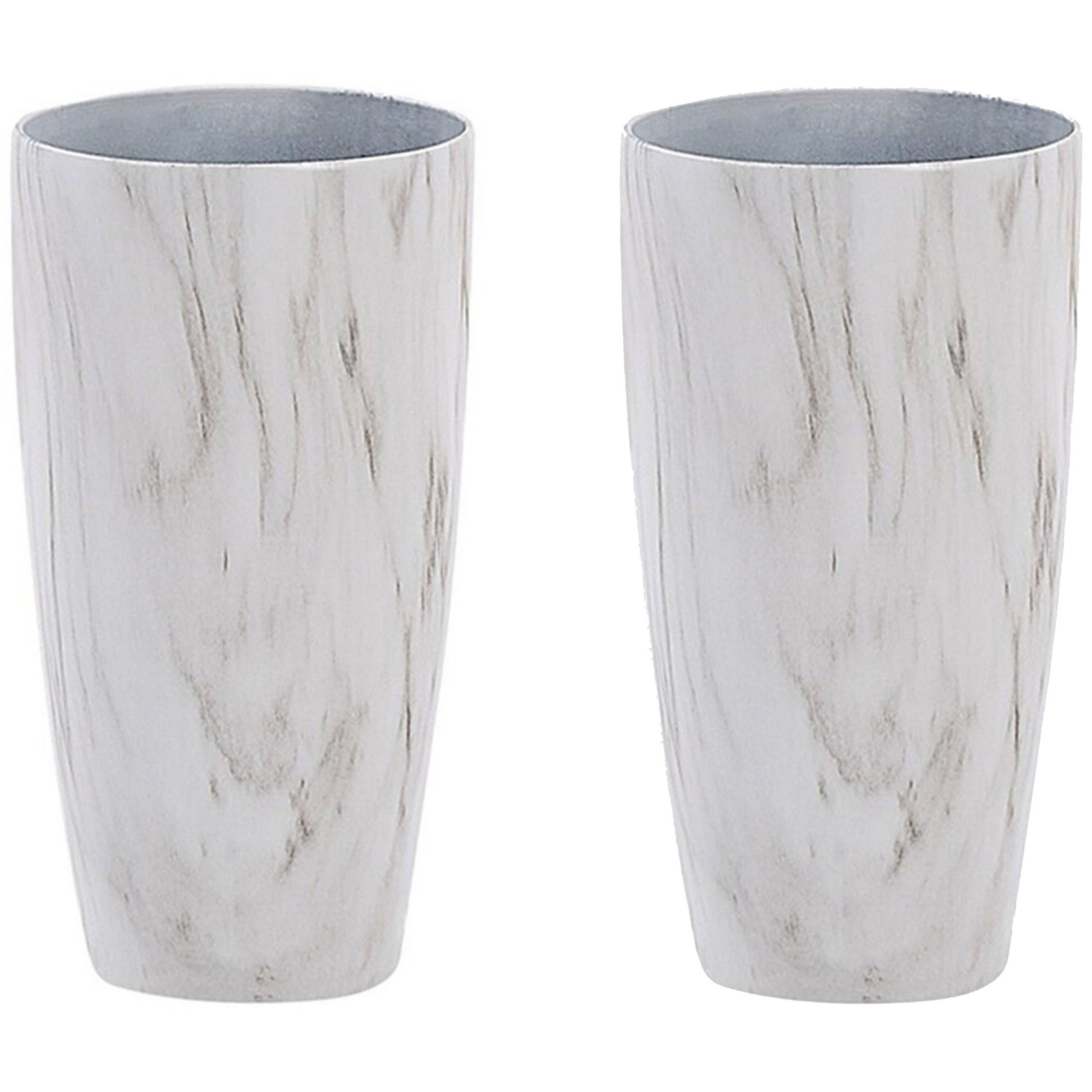 Beliani - Pot de Fleurs Effet Marbre en Mélange de Pierres 23 cm de Diamètre Idéal pour Extérieur et Intérieur Glamour et Moderne Lot de 2 - Image 1