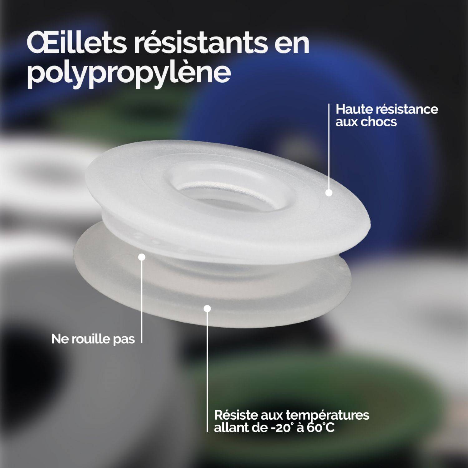 Linxor - Lot de 60 oeillets à clipser pour bâche à bulles ou autres types de bâches  - Transparent - Linxor - Image 2
