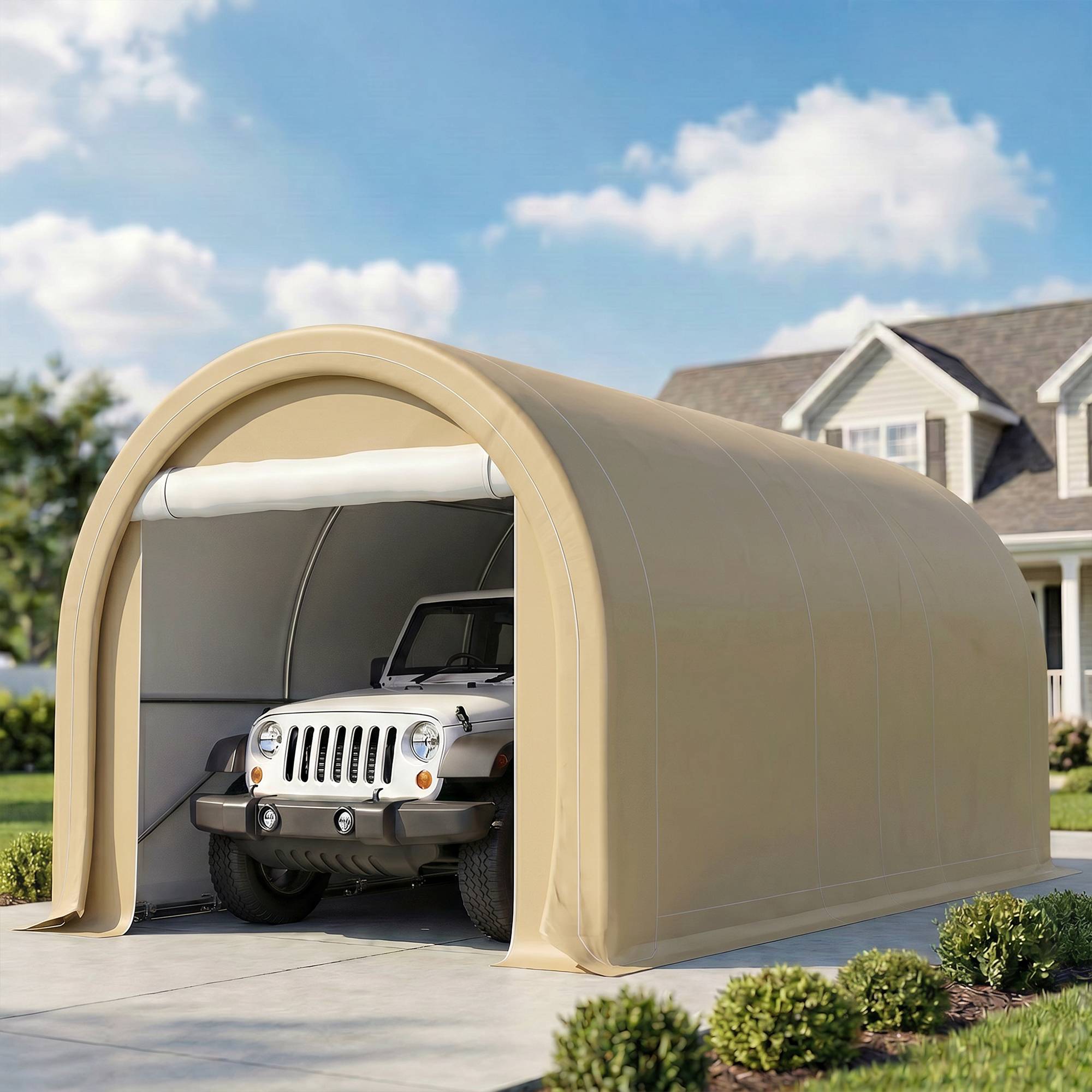 Abri de jardin ouvert acier beige 500 x 300 x 240 cm - PANGIVO - Image 3