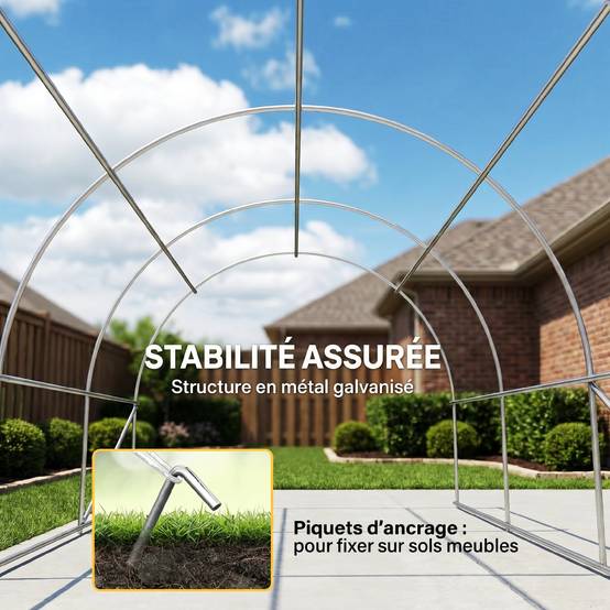 Abri de jardin ouvert acier beige 500 x 300 x 240 cm - PANGIVO - Image 9
