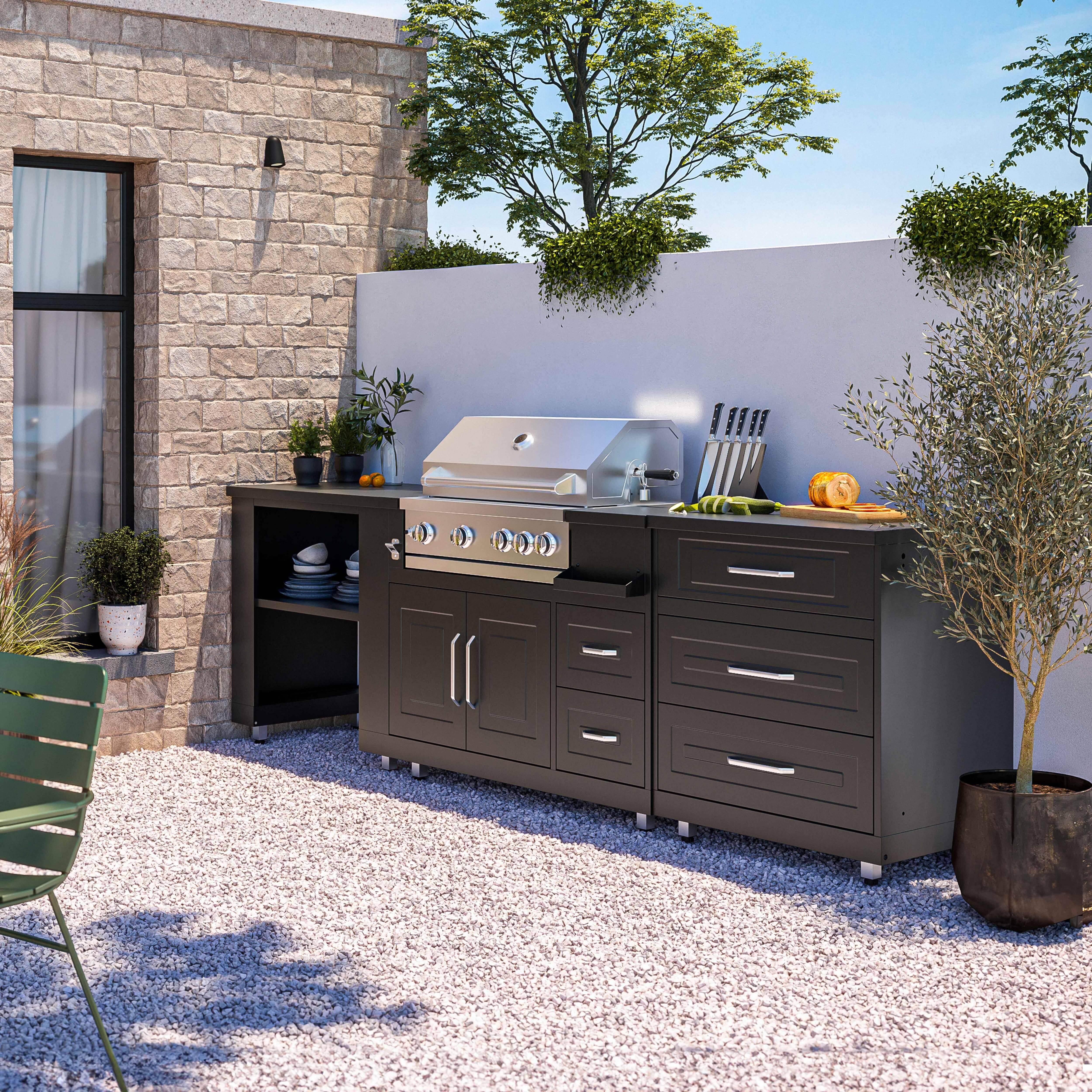 Oviala - Cuisine d'extérieur 3 modules avec barbecue Memphis - Oviala - Image 1