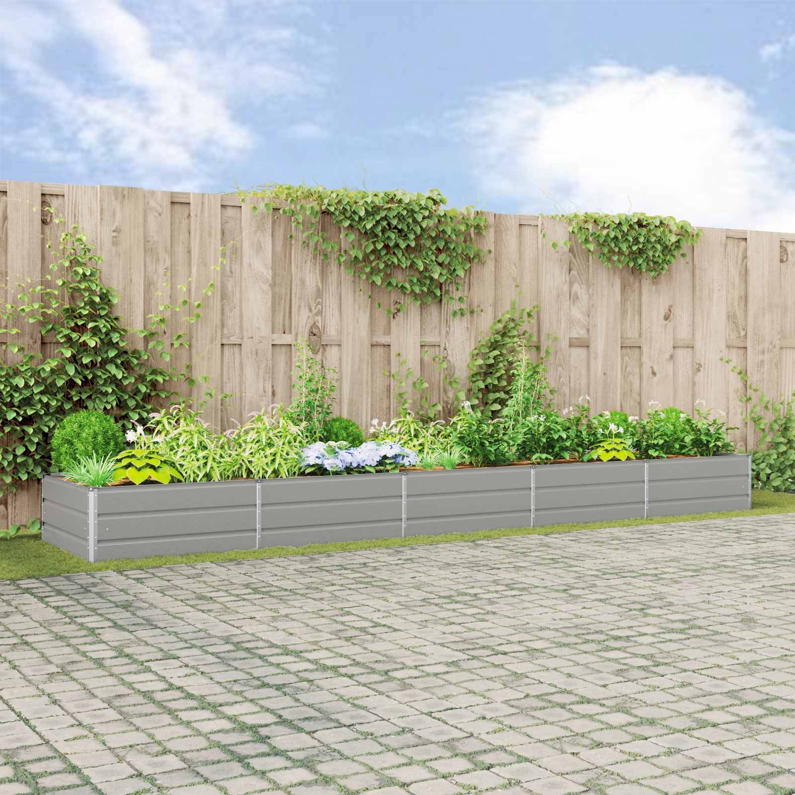 Jardinière Acier galvanisé Gris clair 480 x 100 x 45 cm - PANGIVO - Image 1
