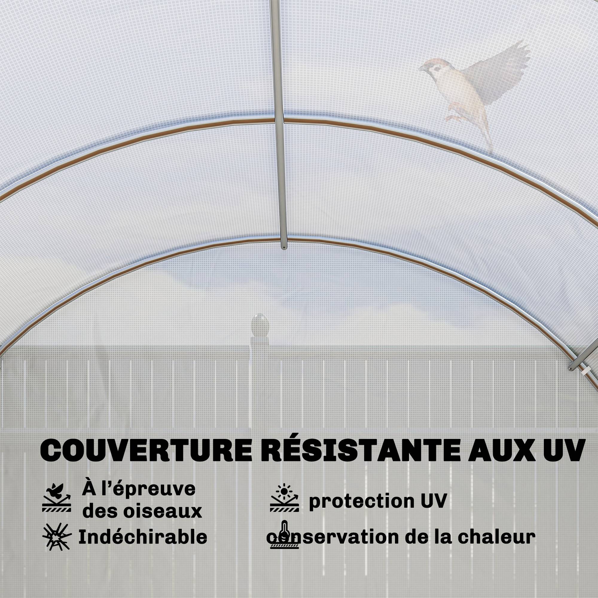 Maison Chic - Serre tunnel de jardin 24m², serre de jardin tunnel avec portes et 12 fenêtres avec moustiquaires, 295x798x199cm, blanc - Image 7