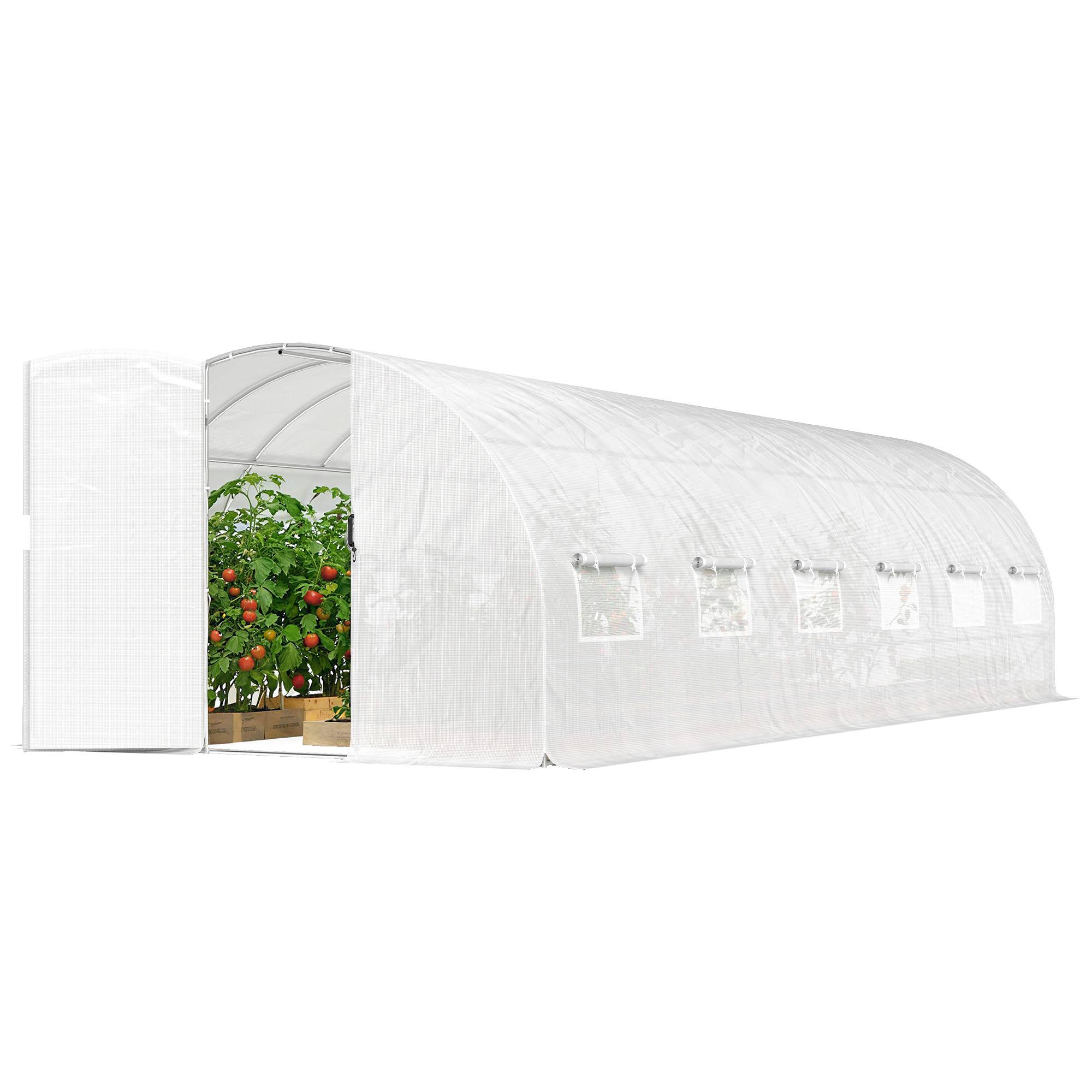 Maison Chic - Serre tunnel de jardin 24m², serre de jardin tunnel avec portes et 12 fenêtres avec moustiquaires, 295x798x199cm, blanc - Image 1