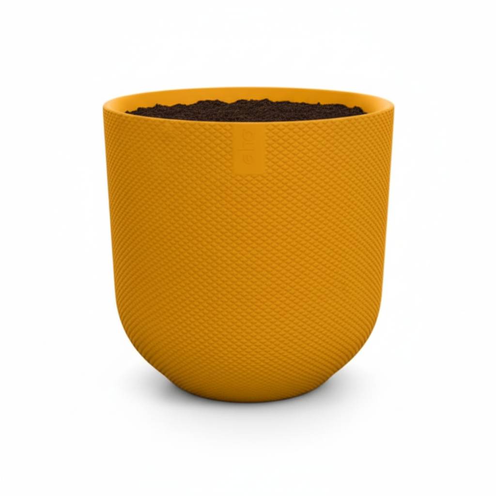 Pot de fleurs elho Jazz rond jaune - D.23cm x H.21cm - Image 1