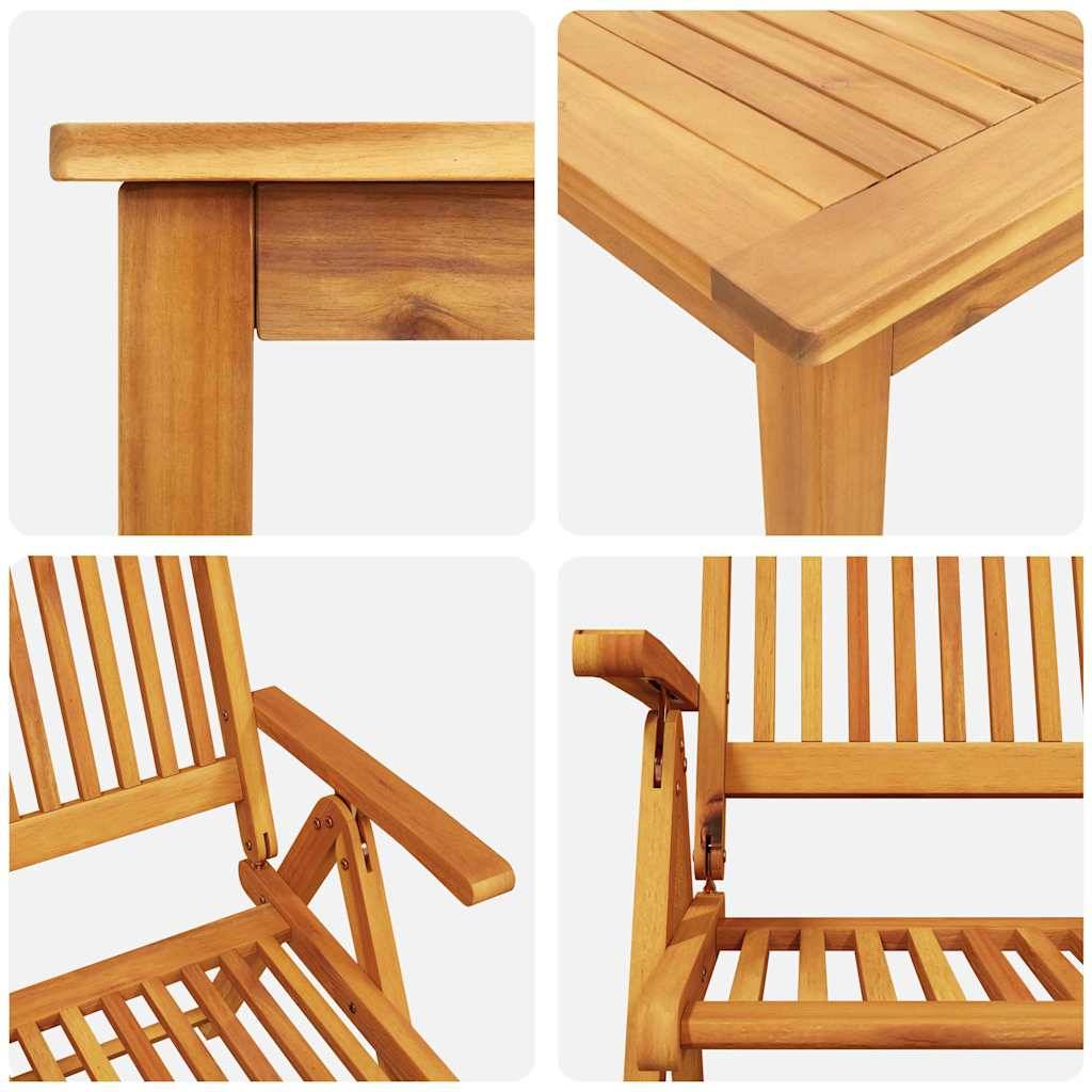 ComfortXL - Table et chaises de jardin pliantes Bois d'acacia massif pour 6 convives sur patio ou balcon Marron – ComfortXL Outdoor Living - Image 3