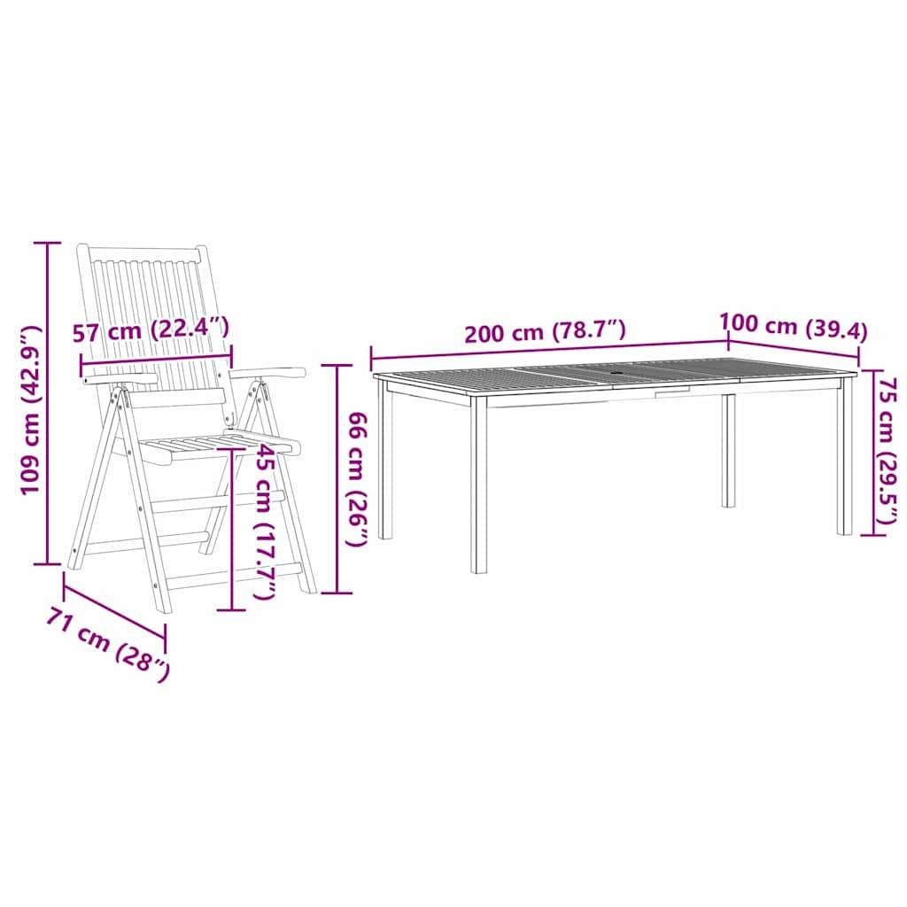 ComfortXL - Table et chaises de jardin pliantes Bois d'acacia massif pour 6 convives sur patio ou balcon Marron – ComfortXL Outdoor Living - Image 5